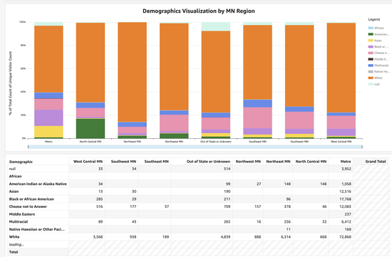 Screenshot of the Data Dashboard Demographics page